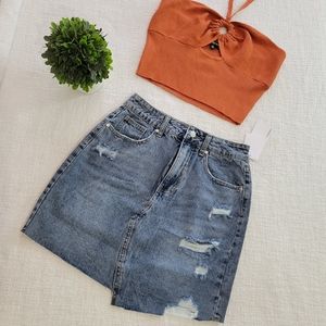 Just Fab Distressed Denim Skirt Size 25